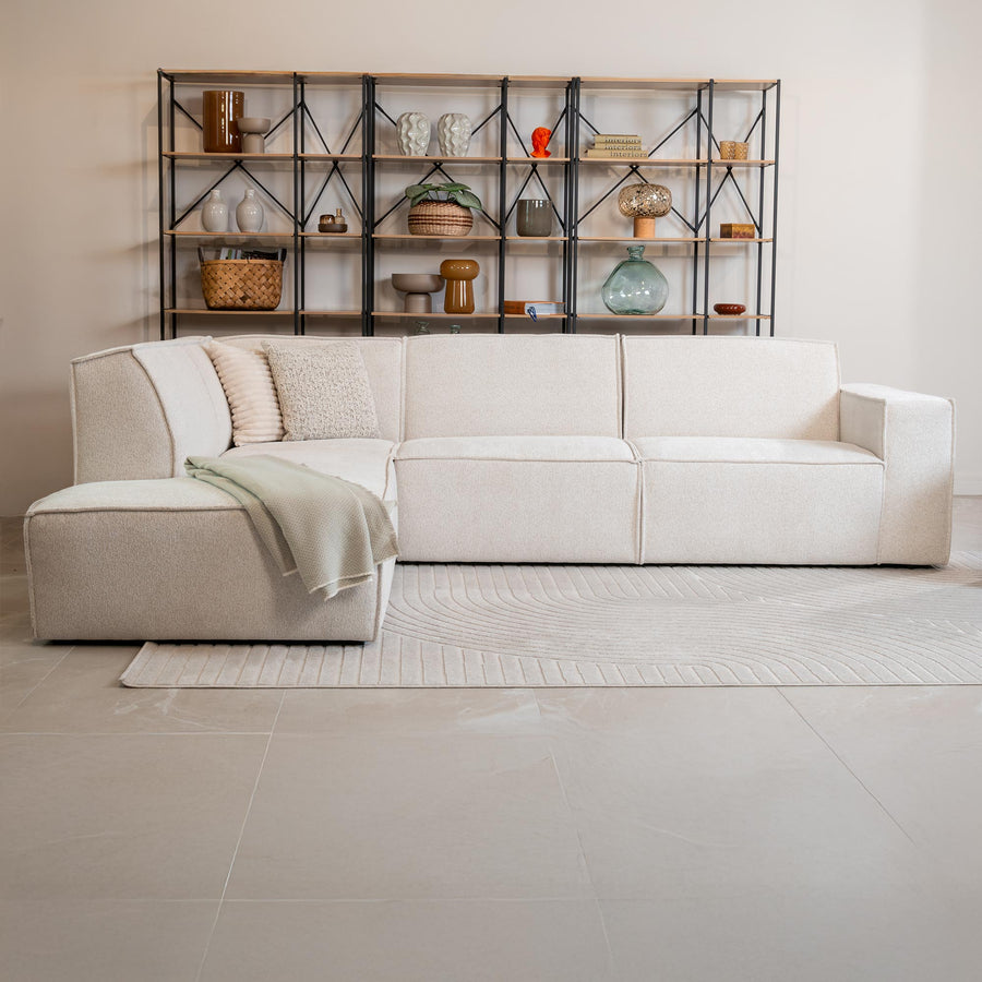 ELIA Canapé d'angle en tissu beige - Angle gauche — aperçu vidéo