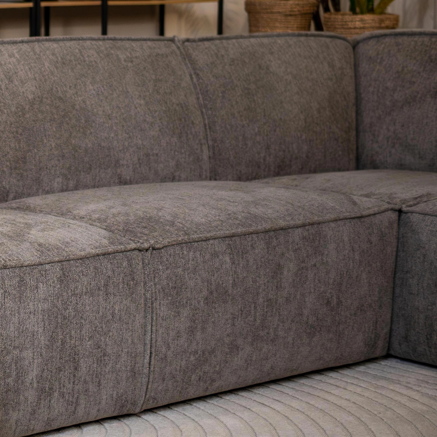 ELIA Canapé d'angle en tissu gris- Angle droit - Canapés d'angle - Mobilier Deco