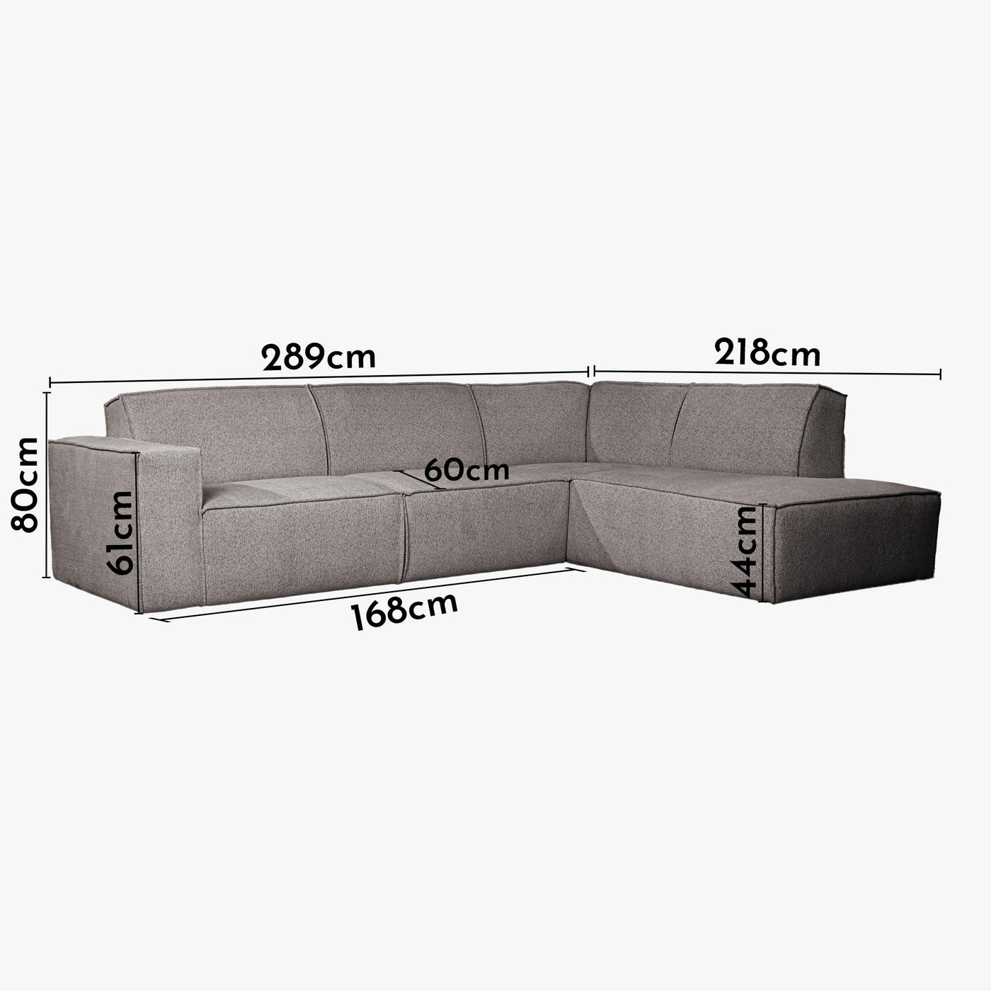 ELIA Canapé d'angle en tissu gris- Angle droit - Canapés d'angle - Mobilier Deco