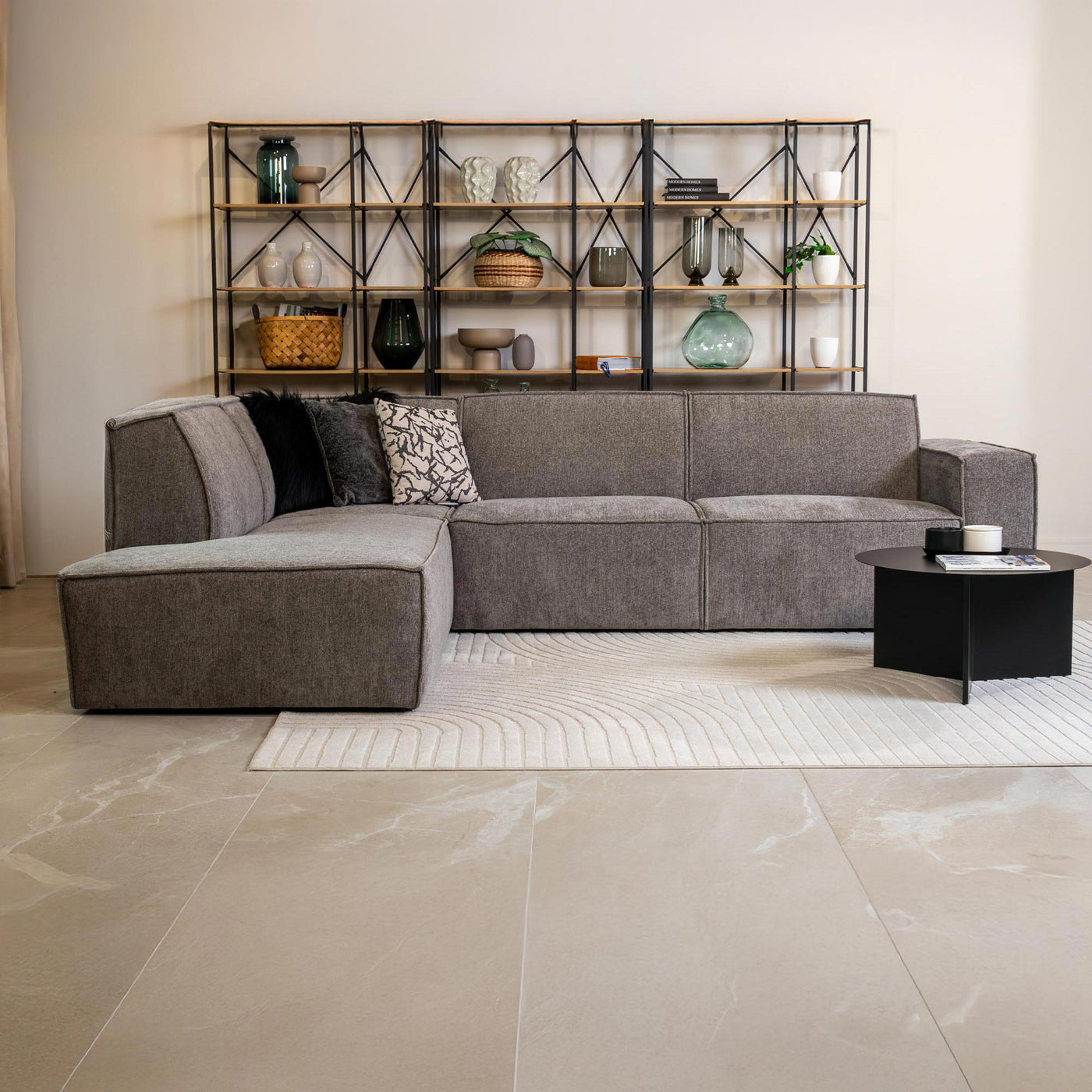 ELIA Canapé d'angle en tissu gris- Angle gauche - Canapés d'angle - Mobilier Deco