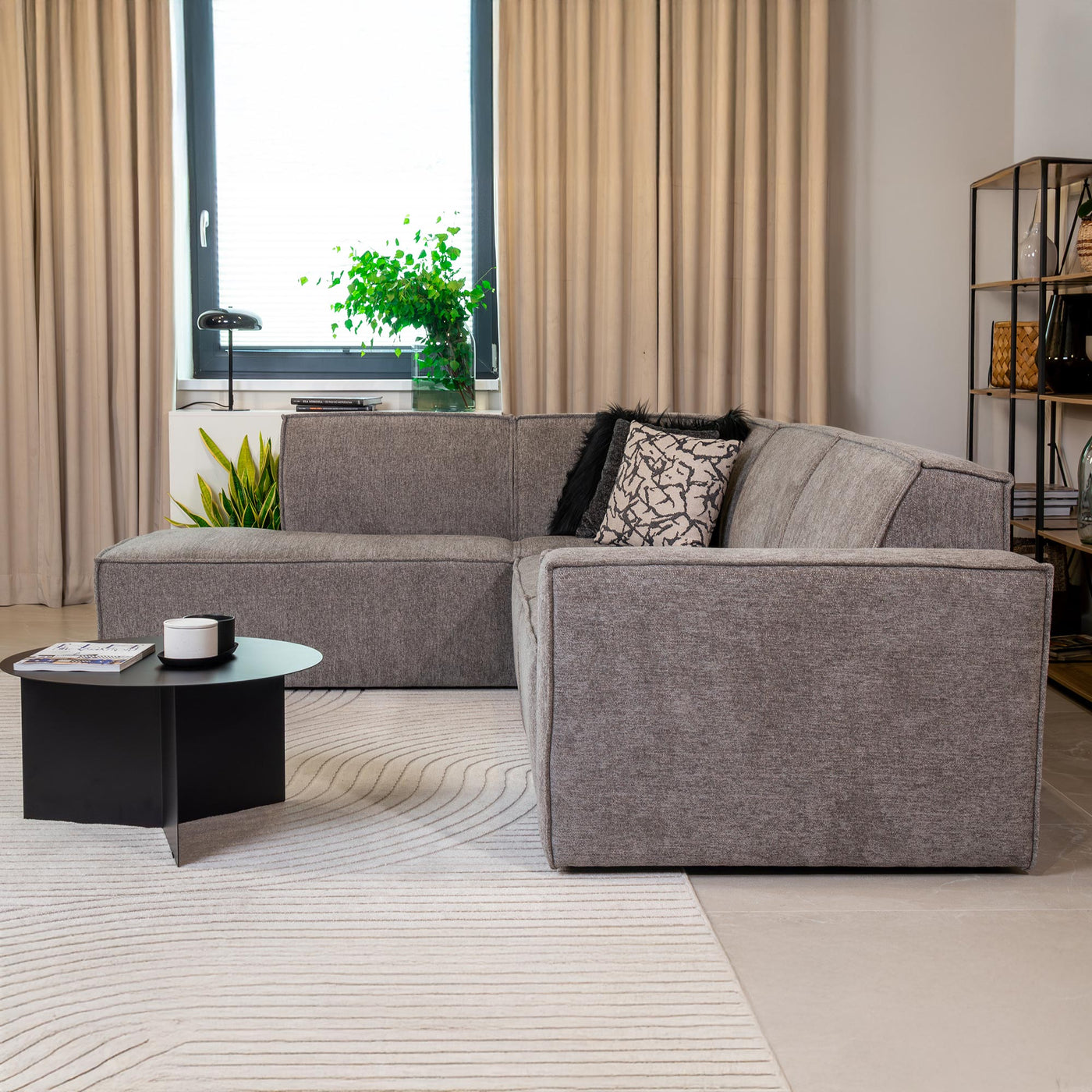 ELIA Canapé d'angle en tissu gris- Angle gauche - Canapés d'angle - Mobilier Deco
