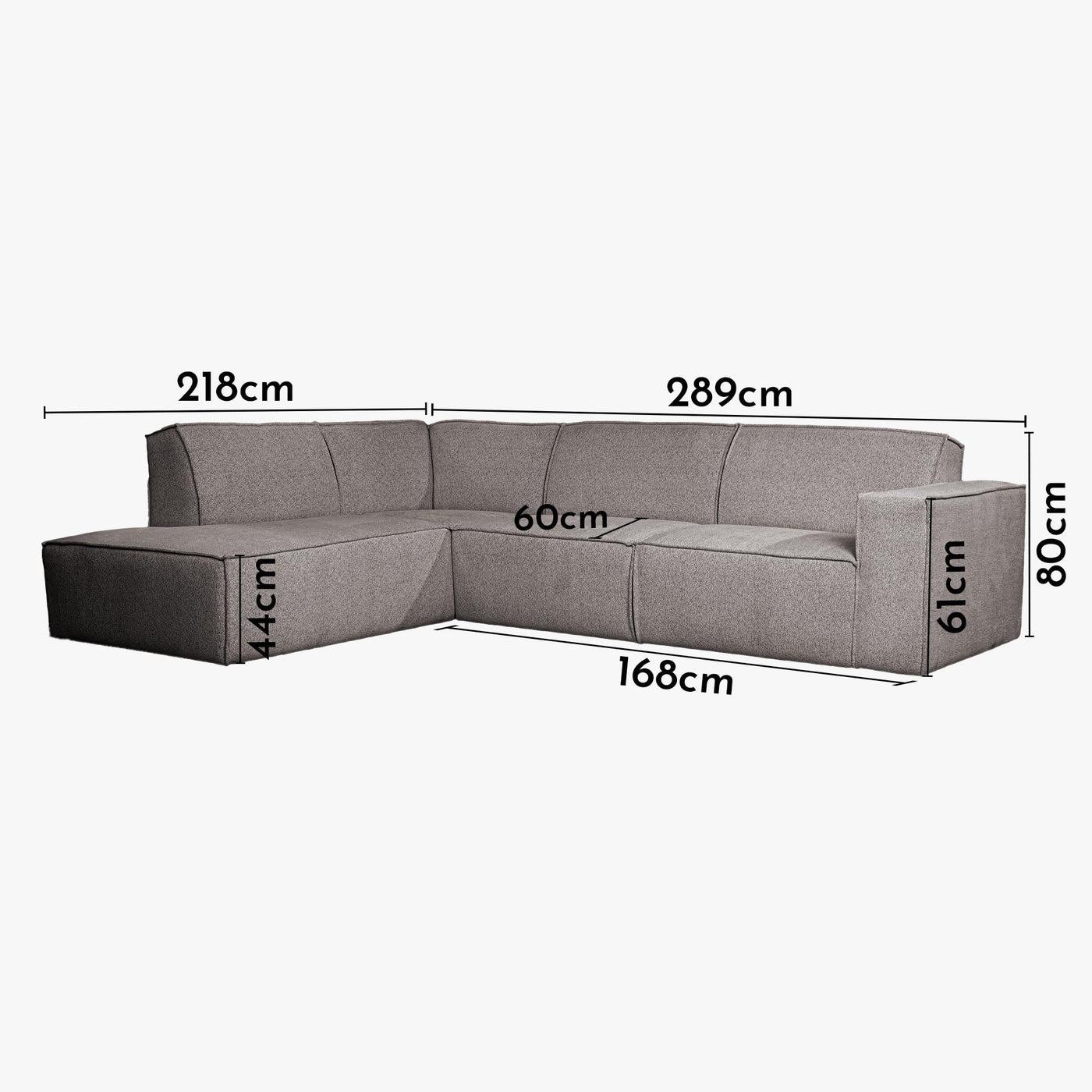 ELIA Canapé d'angle en tissu gris- Angle gauche - Canapés d'angle - Mobilier Deco