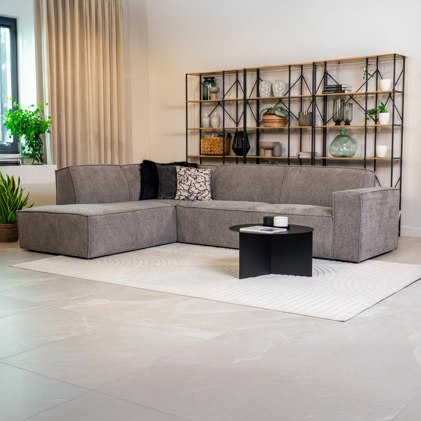 ELIA Canapé d'angle en tissu gris- Angle gauche - Canapés d'angle - Mobilier Deco