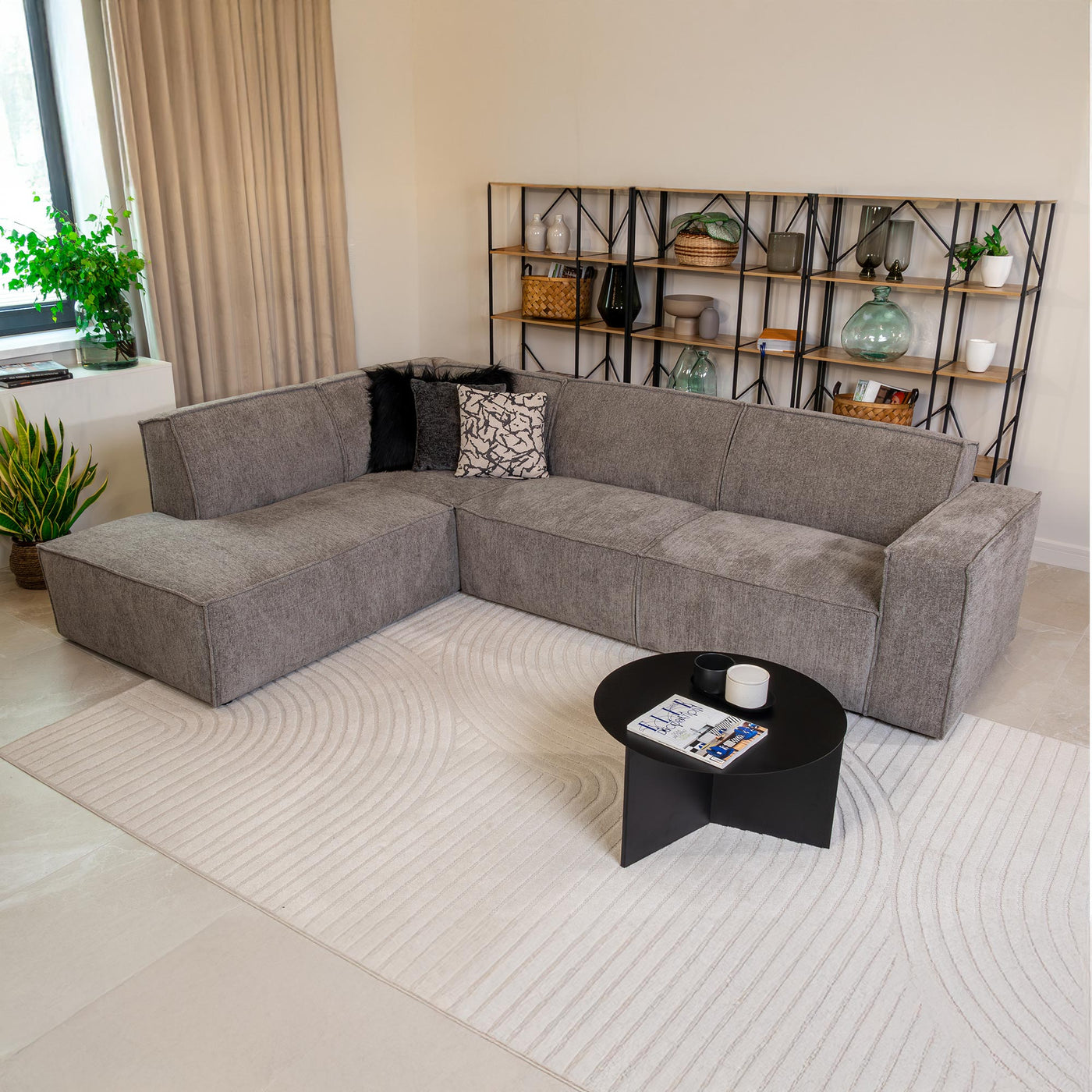ELIA Canapé d'angle en tissu gris- Angle gauche - Canapés d'angle - Mobilier Deco