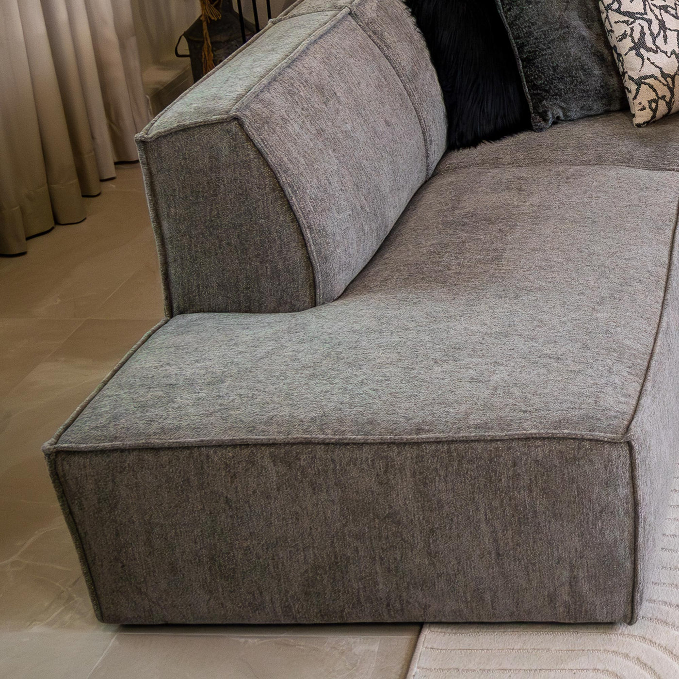 ELIA Canapé d'angle en tissu gris- Angle gauche - Canapés d'angle - Mobilier Deco