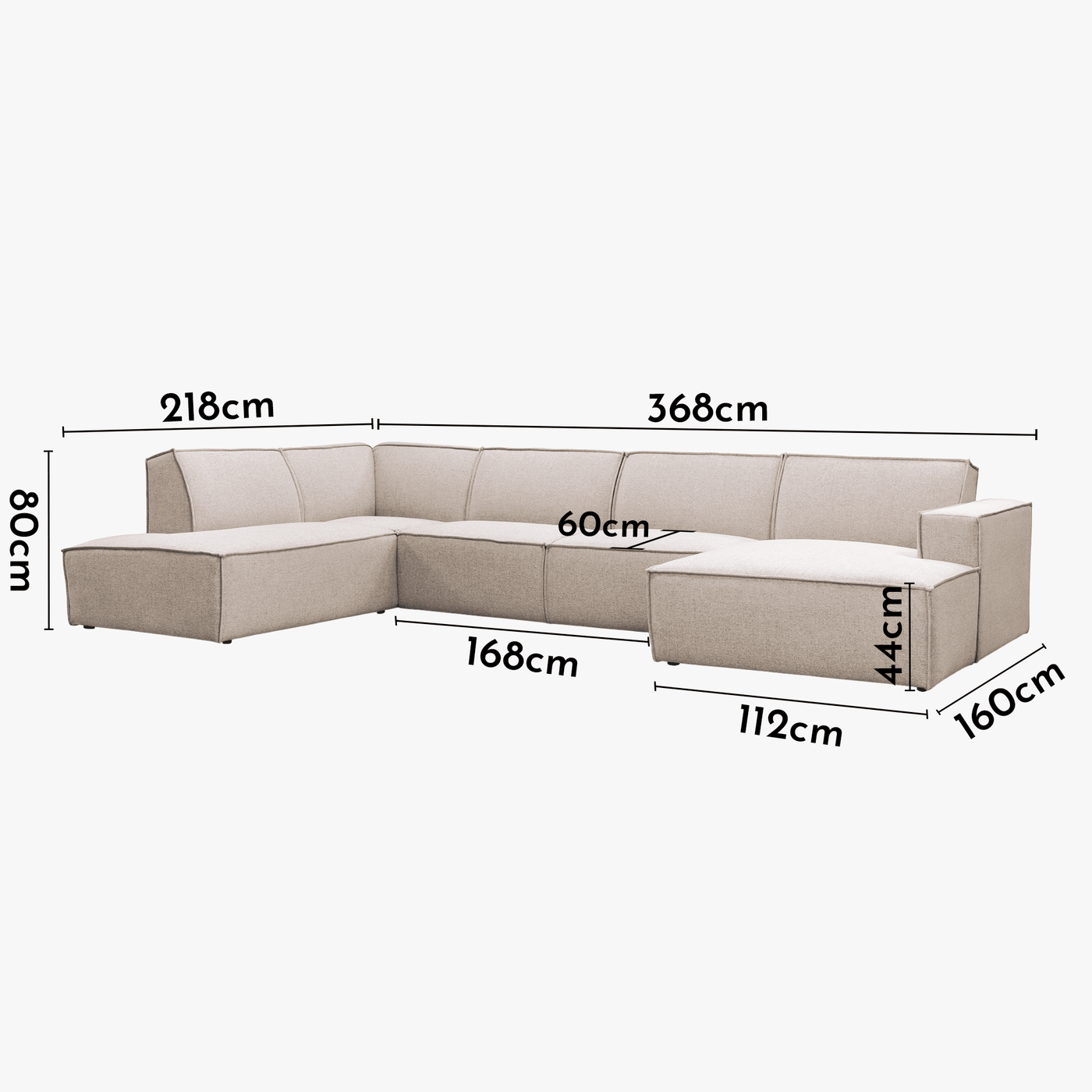 ELIA XL Canapé panoramique en tissu beige - Angle droit - Canapés panoramiques - Mobilier Deco
