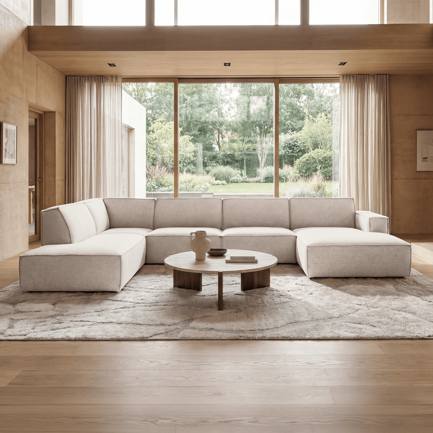 ELIA XL Canapé panoramique en tissu beige - Angle droit - Canapés panoramiques - Mobilier Deco