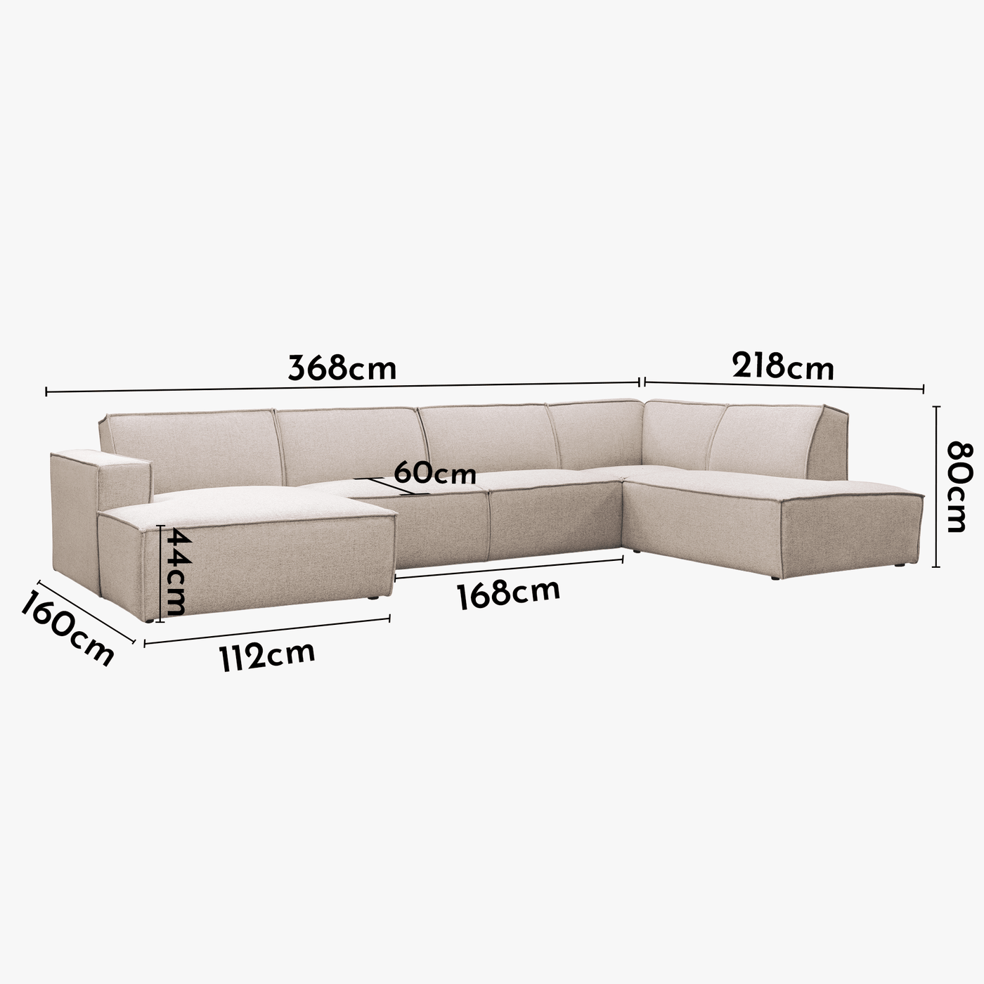 ELIA XL Canapé panoramique en tissu beige - Angle gauche - Canapés panoramiques - Mobilier Deco