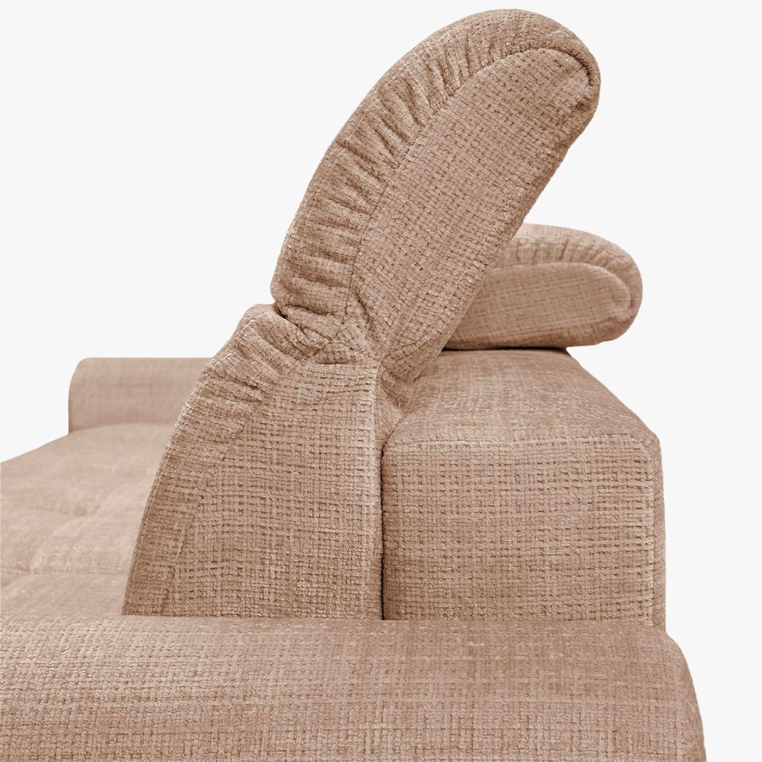 ELIOS Canapé d'angle convertible avec coffre en tissu taupe - Angle droit - Canapé d'angle convertible - Mobilier Deco