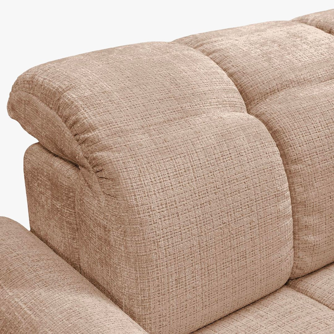 ELIOS Canapé d'angle convertible avec coffre en tissu taupe - Angle droit - Canapé d'angle convertible - Mobilier Deco