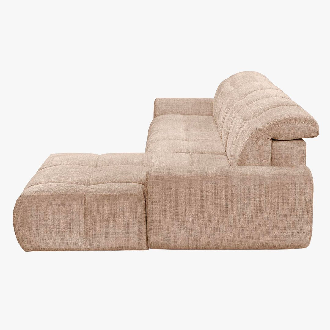 ELIOS Canapé d'angle convertible avec coffre en tissu taupe - Angle droit - Canapé d'angle convertible - Mobilier Deco