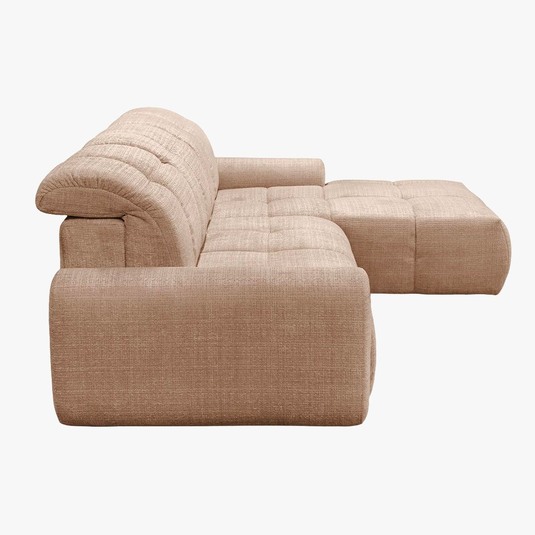 ELIOS Canapé d'angle convertible avec coffre en tissu taupe - Angle droit - Canapé d'angle convertible - Mobilier Deco