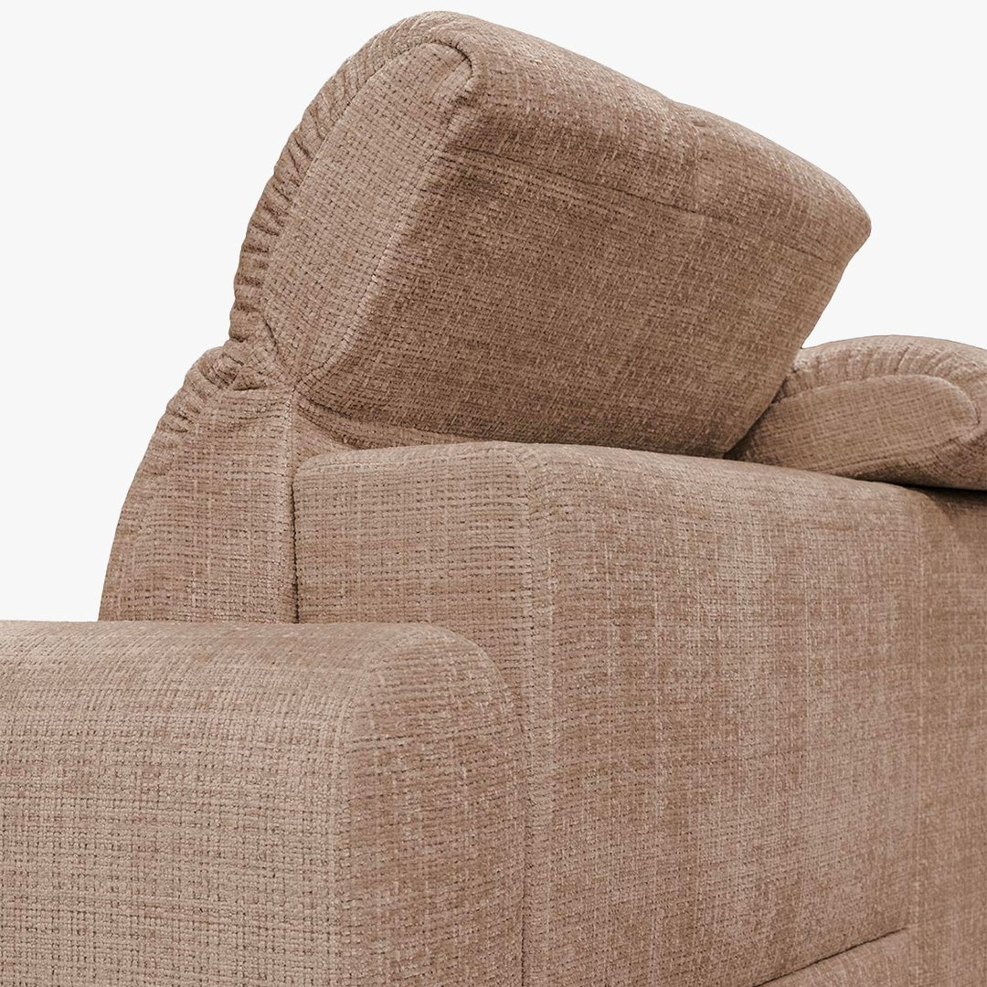 ELIOS Canapé d'angle convertible avec coffre en tissu taupe - Angle droit - Canapé d'angle convertible - Mobilier Deco