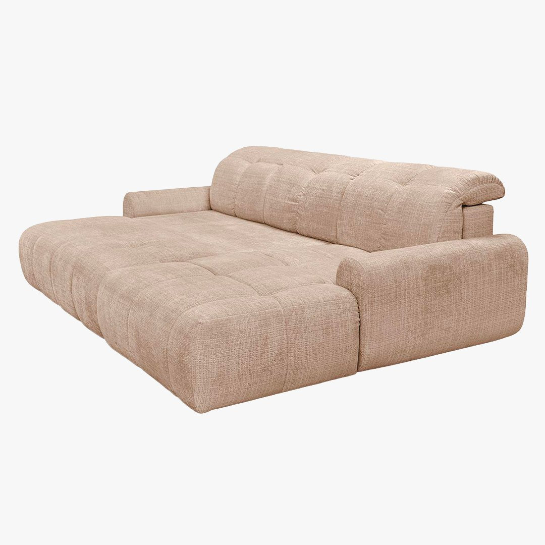 ELIOS Canapé d'angle convertible avec coffre en tissu taupe - Angle droit - Canapé d'angle convertible - Mobilier Deco