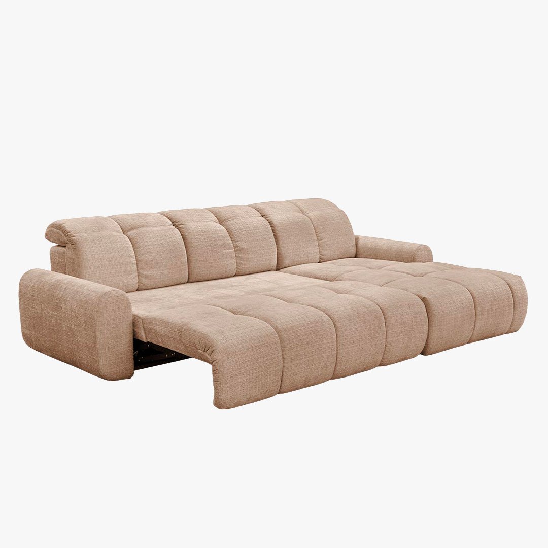 ELIOS Canapé d'angle convertible avec coffre en tissu taupe - Angle droit - Canapé d'angle convertible - Mobilier Deco