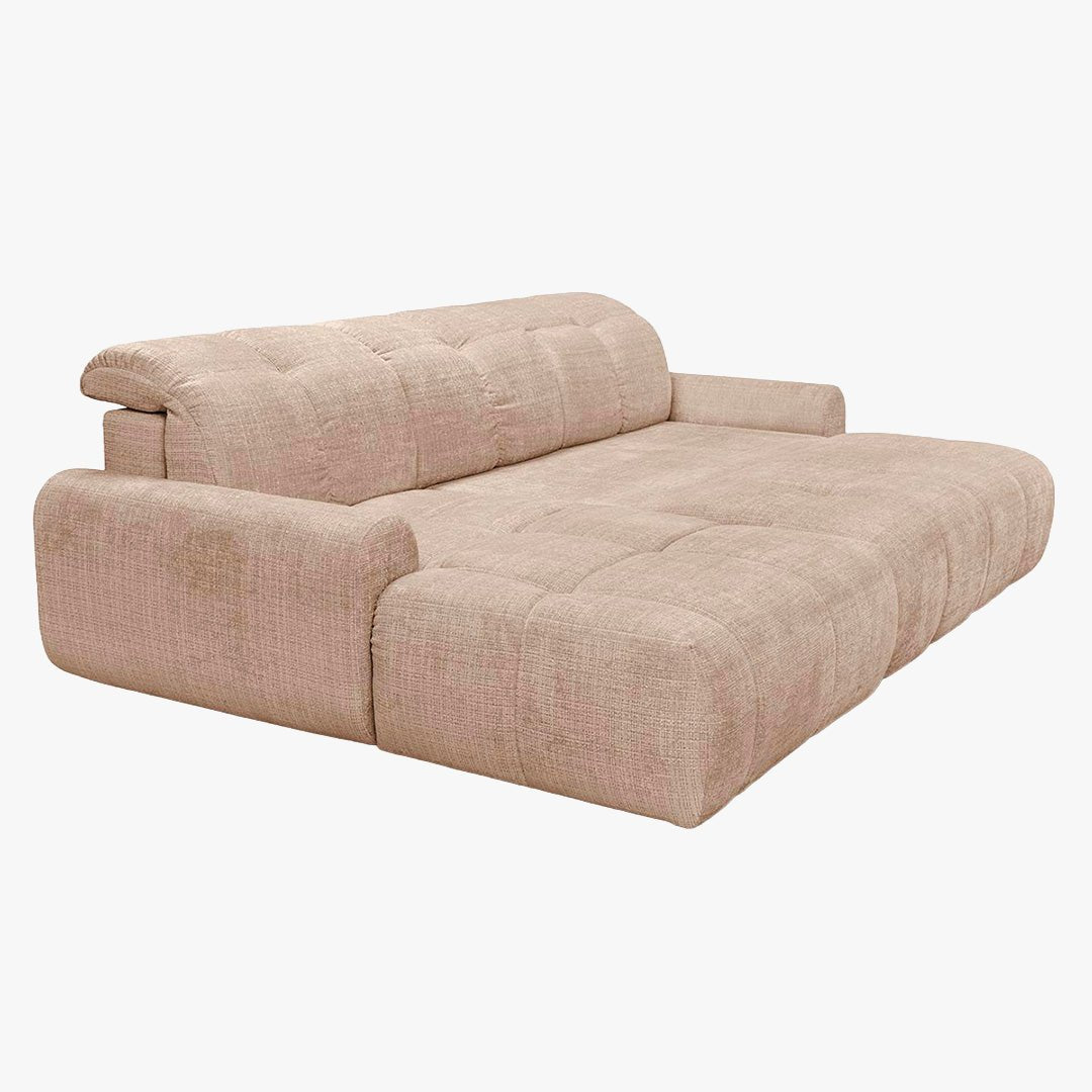 ELIOS Canapé d'angle convertible avec coffre en tissu taupe - Angle gauche - Canapé d'angle convertible - Mobilier Deco
