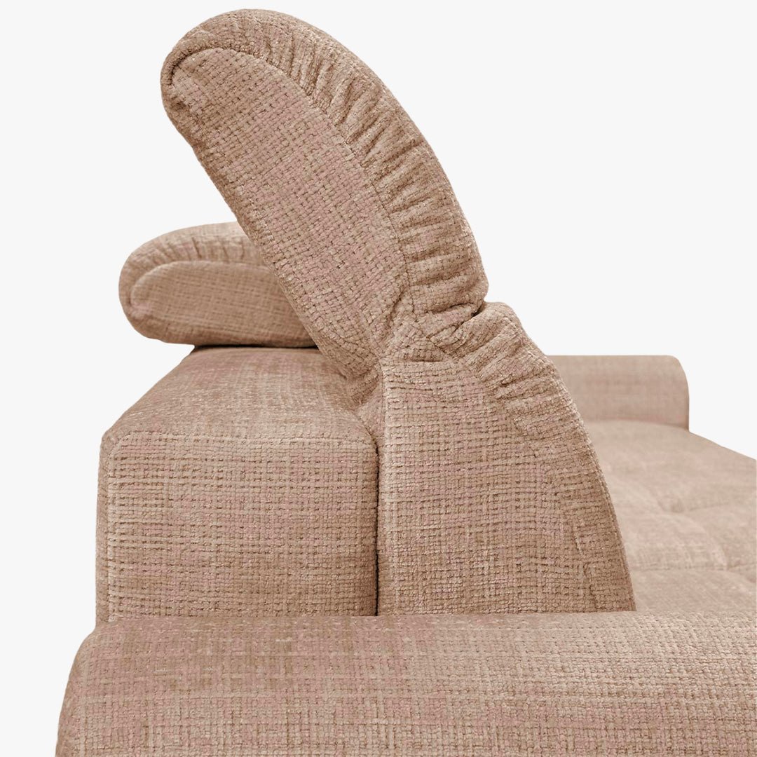 ELIOS Canapé d'angle convertible avec coffre en tissu taupe - Angle gauche - Canapé d'angle convertible - Mobilier Deco