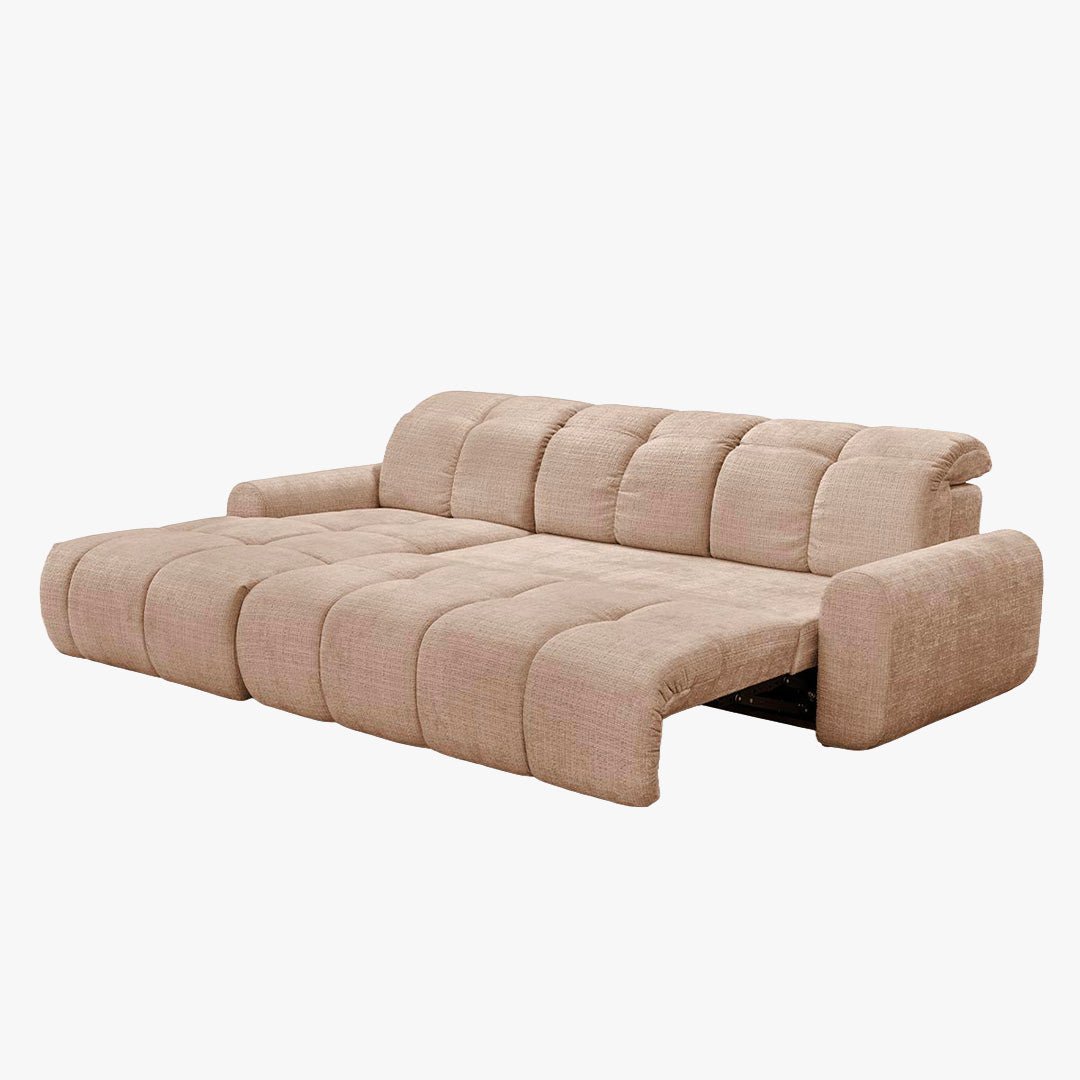 ELIOS Canapé d'angle convertible avec coffre en tissu taupe - Angle gauche - Canapé d'angle convertible - Mobilier Deco