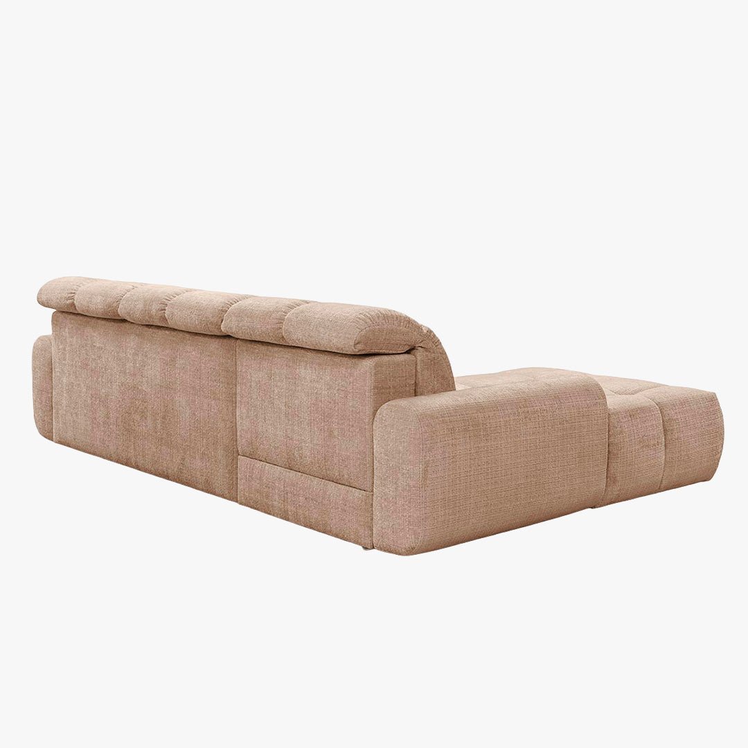 ELIOS Canapé d'angle convertible avec coffre en tissu taupe - Angle gauche - Canapé d'angle convertible - Mobilier Deco