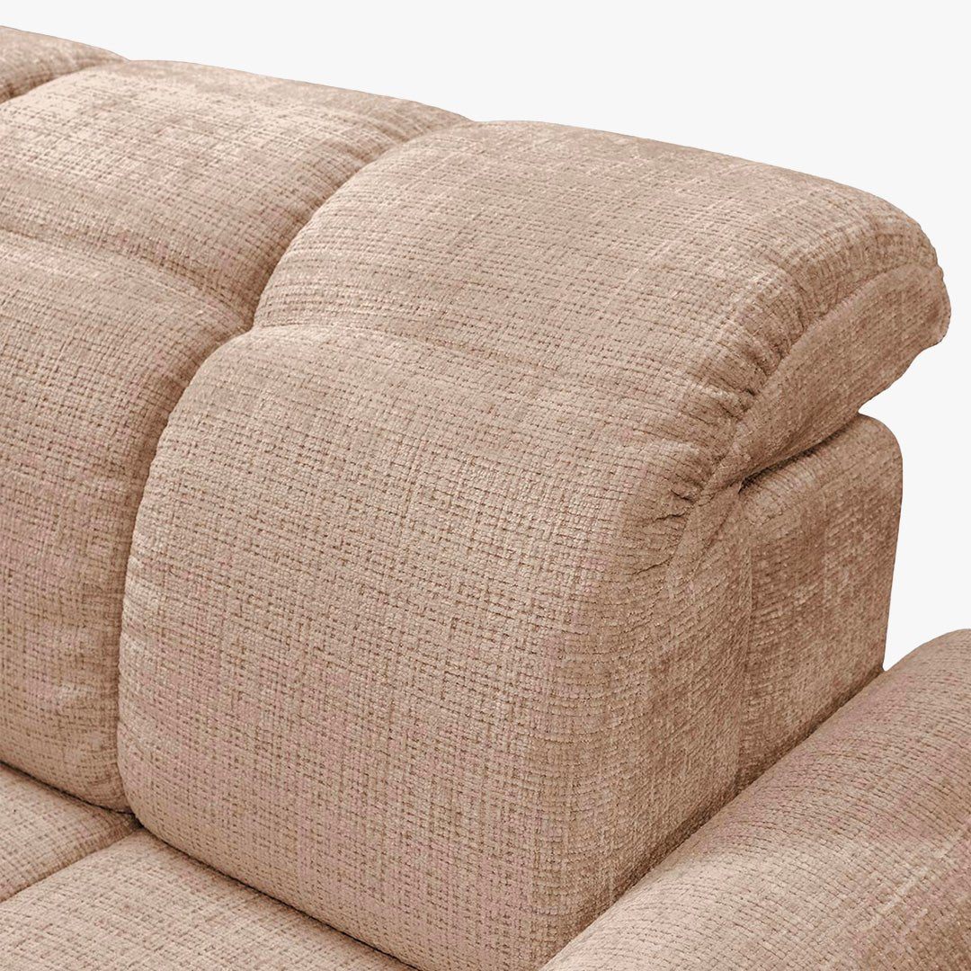 ELIOS Canapé d'angle convertible avec coffre en tissu taupe - Angle gauche - Canapé d'angle convertible - Mobilier Deco