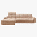 ELIOS Canapé d'angle convertible avec coffre en tissu taupe - Angle gauche