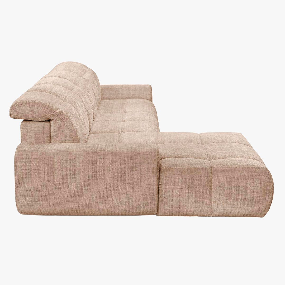 ELIOS Canapé d'angle convertible avec coffre en tissu taupe - Angle gauche - Canapé d'angle convertible - Mobilier Deco