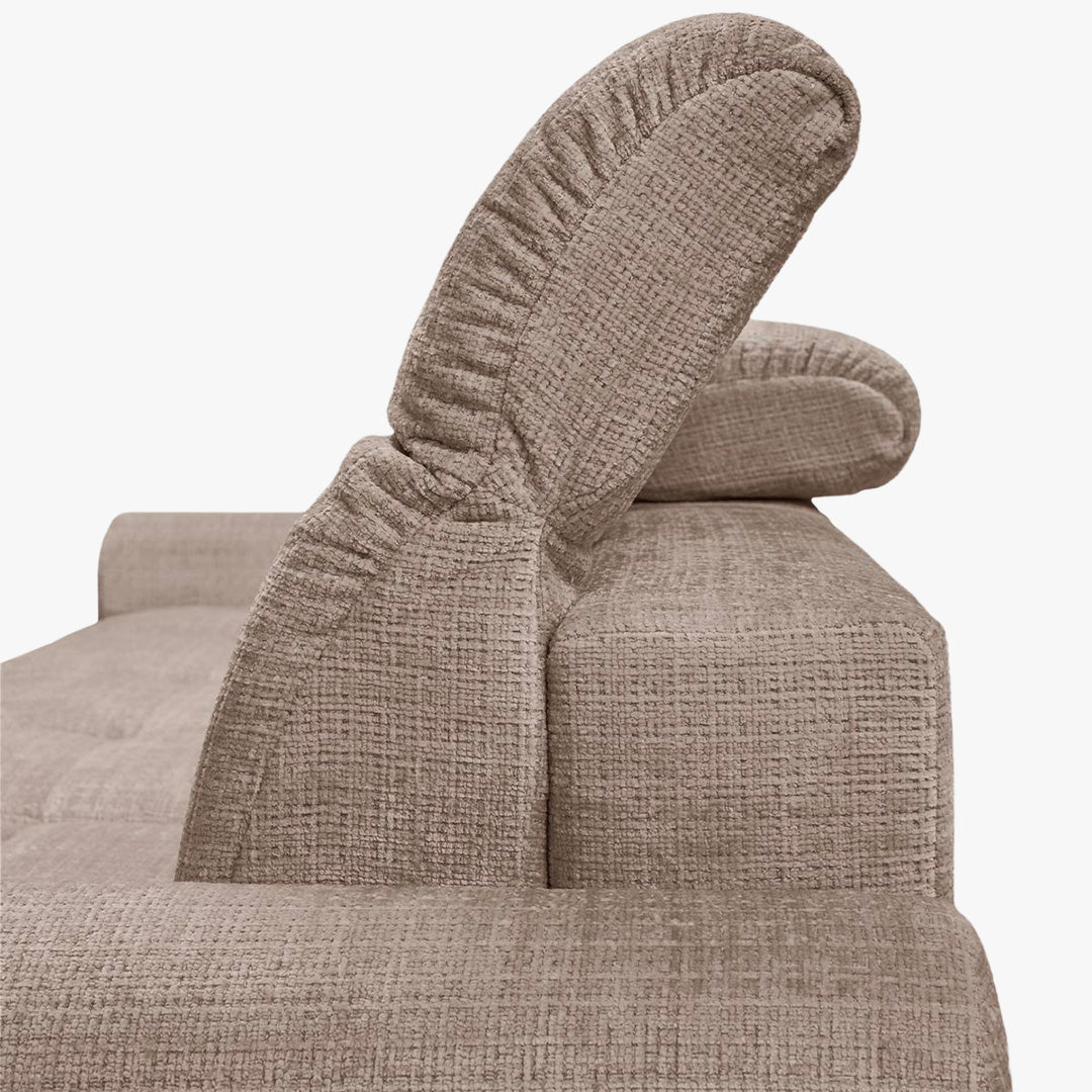 ELIOS Canapé d'angle convertible avec coffre en tissu taupe foncé - Angle droit - Canapé d'angle convertible - Mobilier Deco
