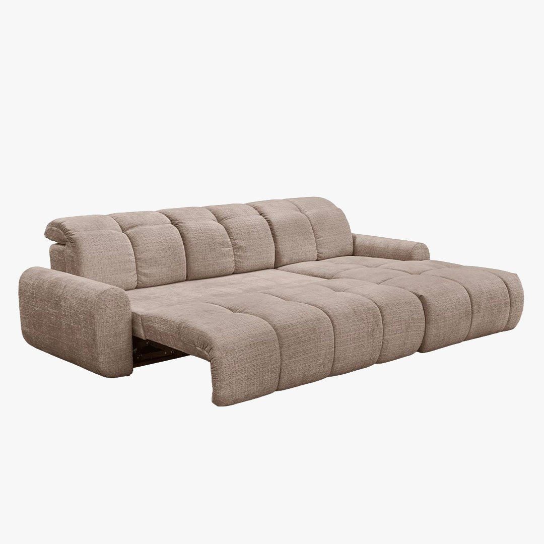 ELIOS Canapé d'angle convertible avec coffre en tissu taupe foncé - Angle droit - Canapé d'angle convertible - Mobilier Deco