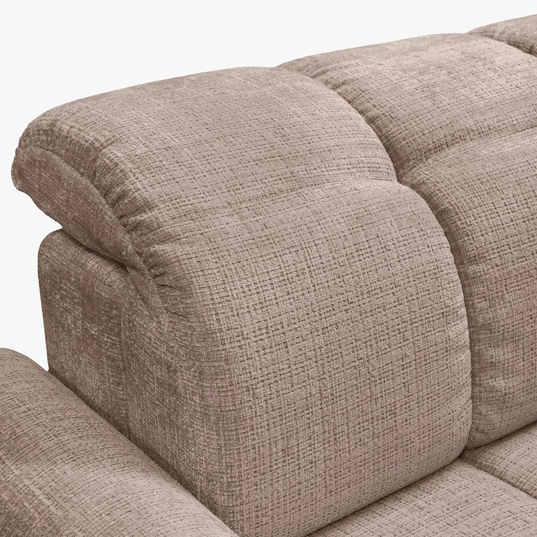 ELIOS Canapé d'angle convertible avec coffre en tissu taupe foncé - Angle droit - Canapé d'angle convertible - Mobilier Deco
