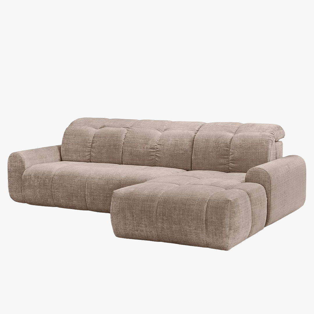 ELIOS Canapé d'angle convertible avec coffre en tissu taupe foncé - Angle droit - Canapé d'angle convertible - Mobilier Deco