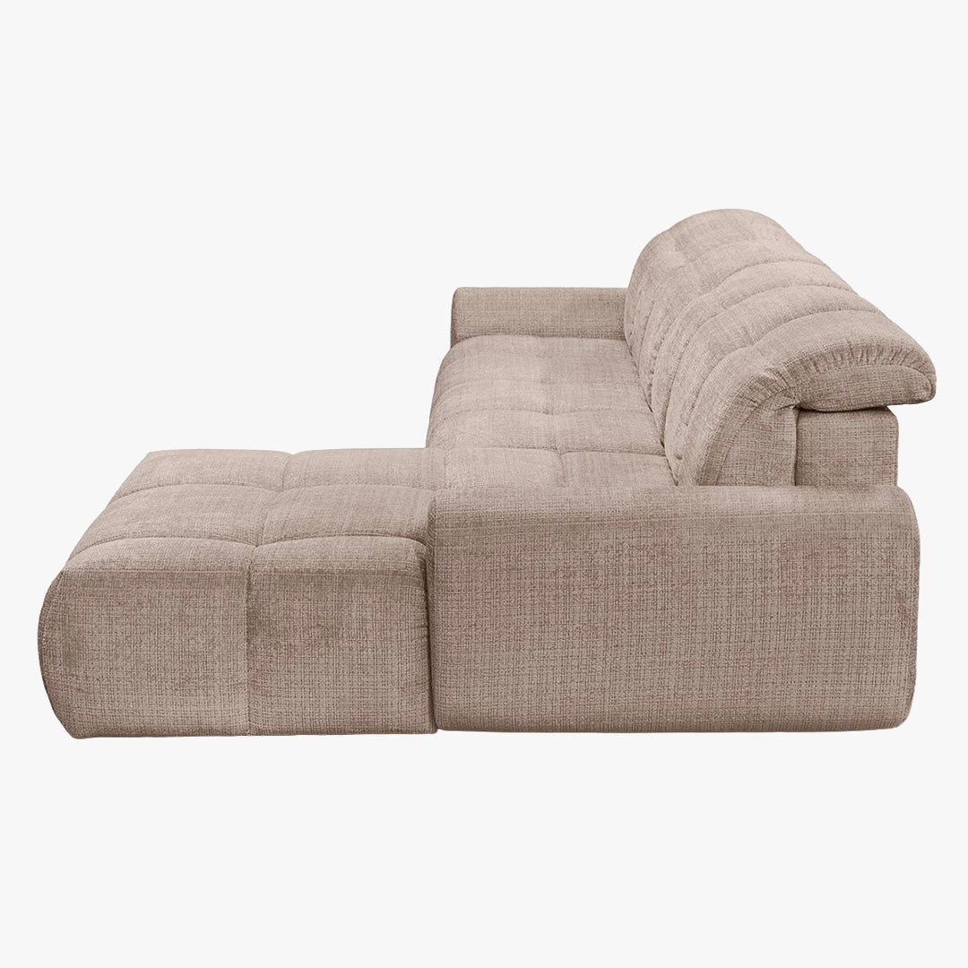 ELIOS Canapé d'angle convertible avec coffre en tissu taupe foncé - Angle droit - Canapé d'angle convertible - Mobilier Deco