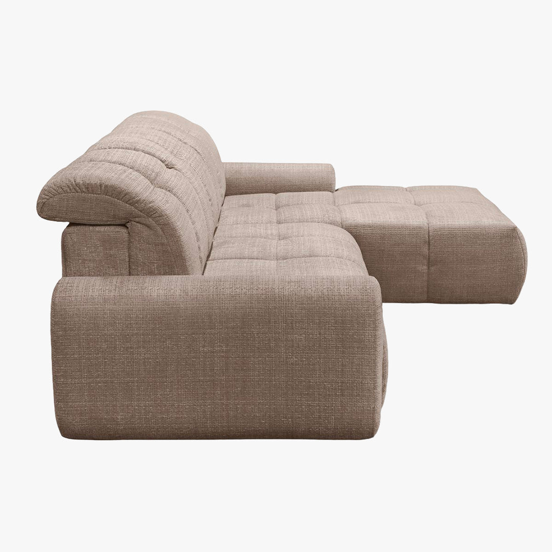 ELIOS Canapé d'angle convertible avec coffre en tissu taupe foncé - Angle droit - Canapé d'angle convertible - Mobilier Deco