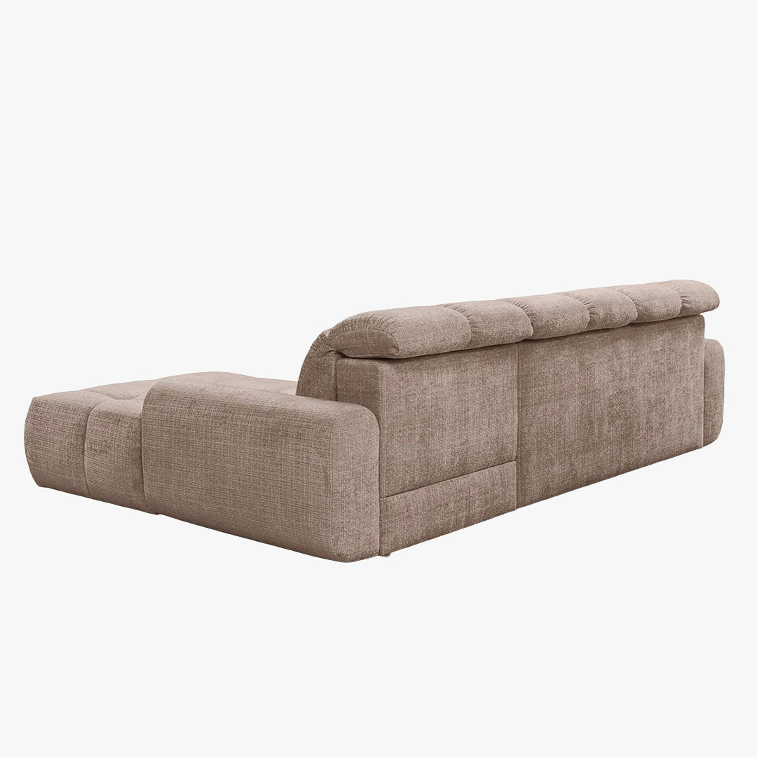 ELIOS Canapé d'angle convertible avec coffre en tissu taupe foncé - Angle droit - Canapé d'angle convertible - Mobilier Deco
