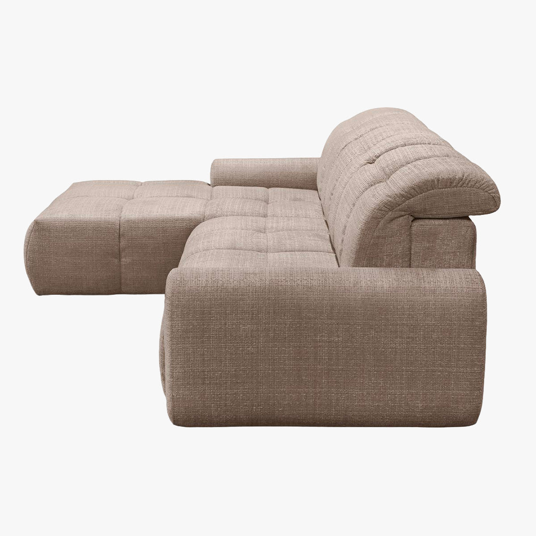 ELIOS Canapé d'angle convertible avec coffre en tissu taupe foncé - Angle gauche - Canapé d'angle convertible - Mobilier Deco