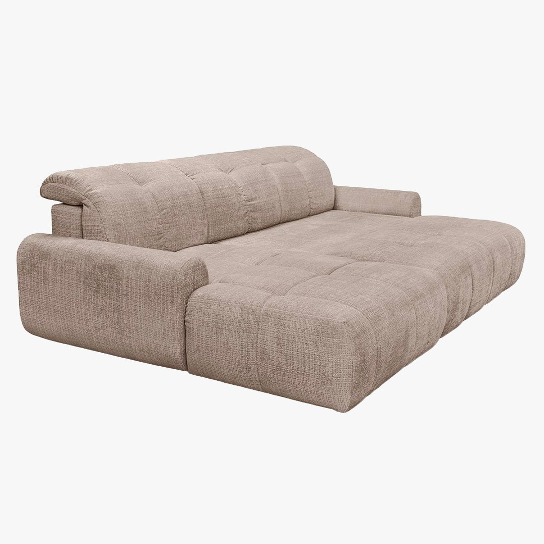 ELIOS Canapé d'angle convertible avec coffre en tissu taupe foncé - Angle gauche - Canapé d'angle convertible - Mobilier Deco