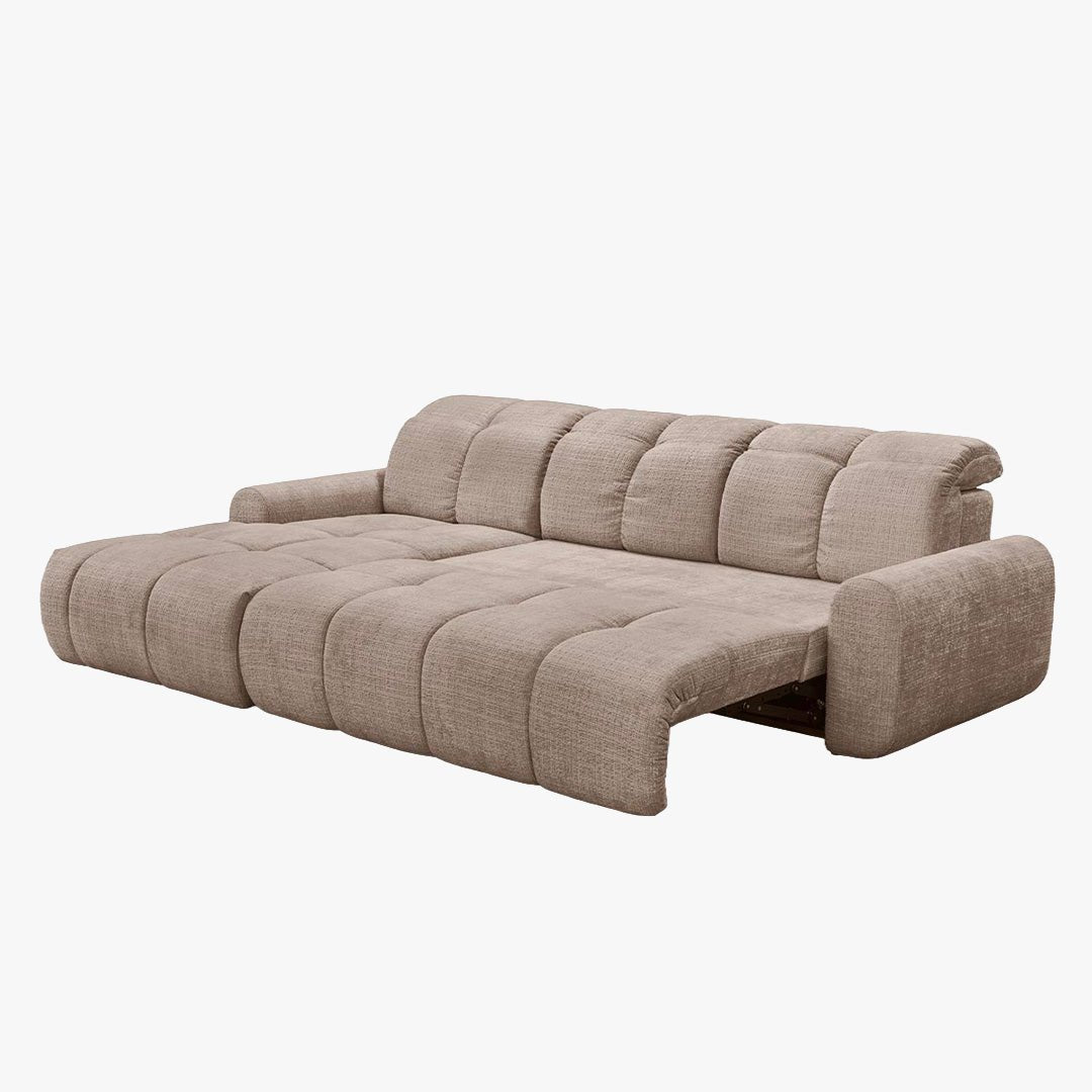 ELIOS Canapé d'angle convertible avec coffre en tissu taupe foncé - Angle gauche - Canapé d'angle convertible - Mobilier Deco