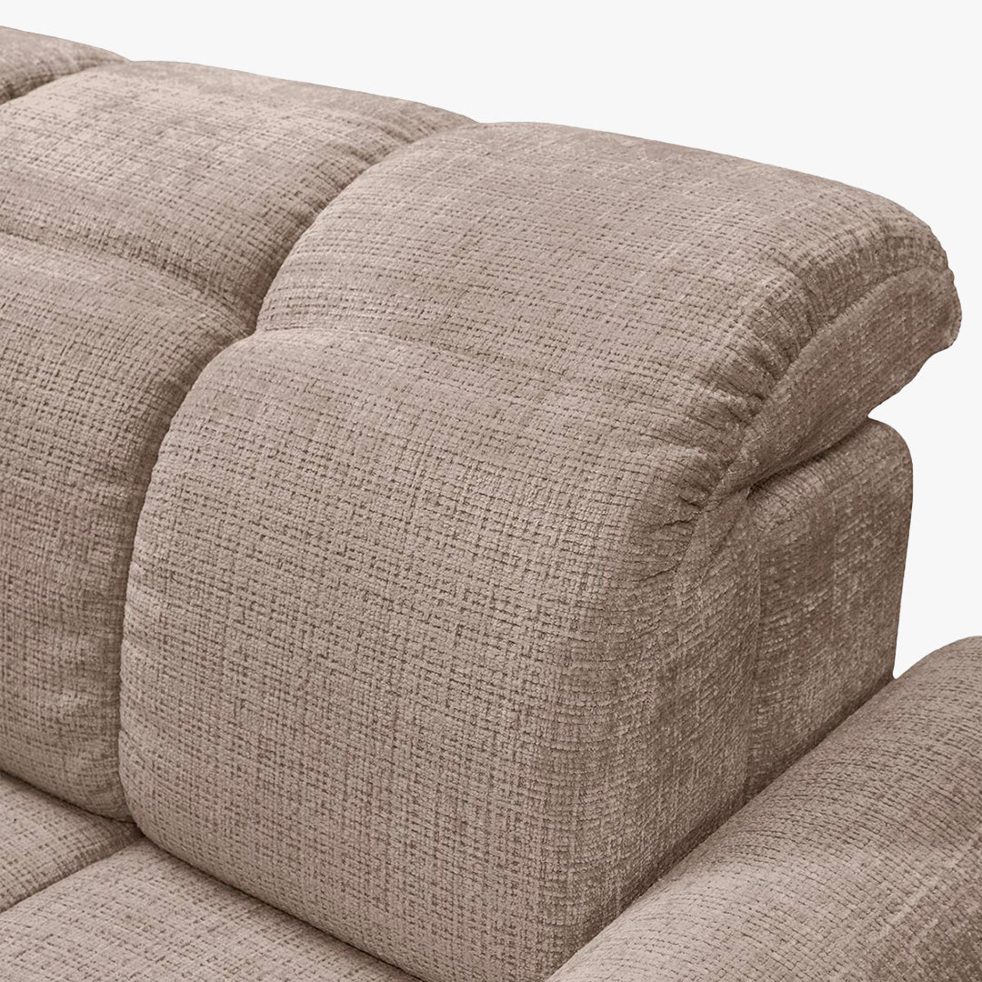 ELIOS Canapé d'angle convertible avec coffre en tissu taupe foncé - Angle gauche - Canapé d'angle convertible - Mobilier Deco
