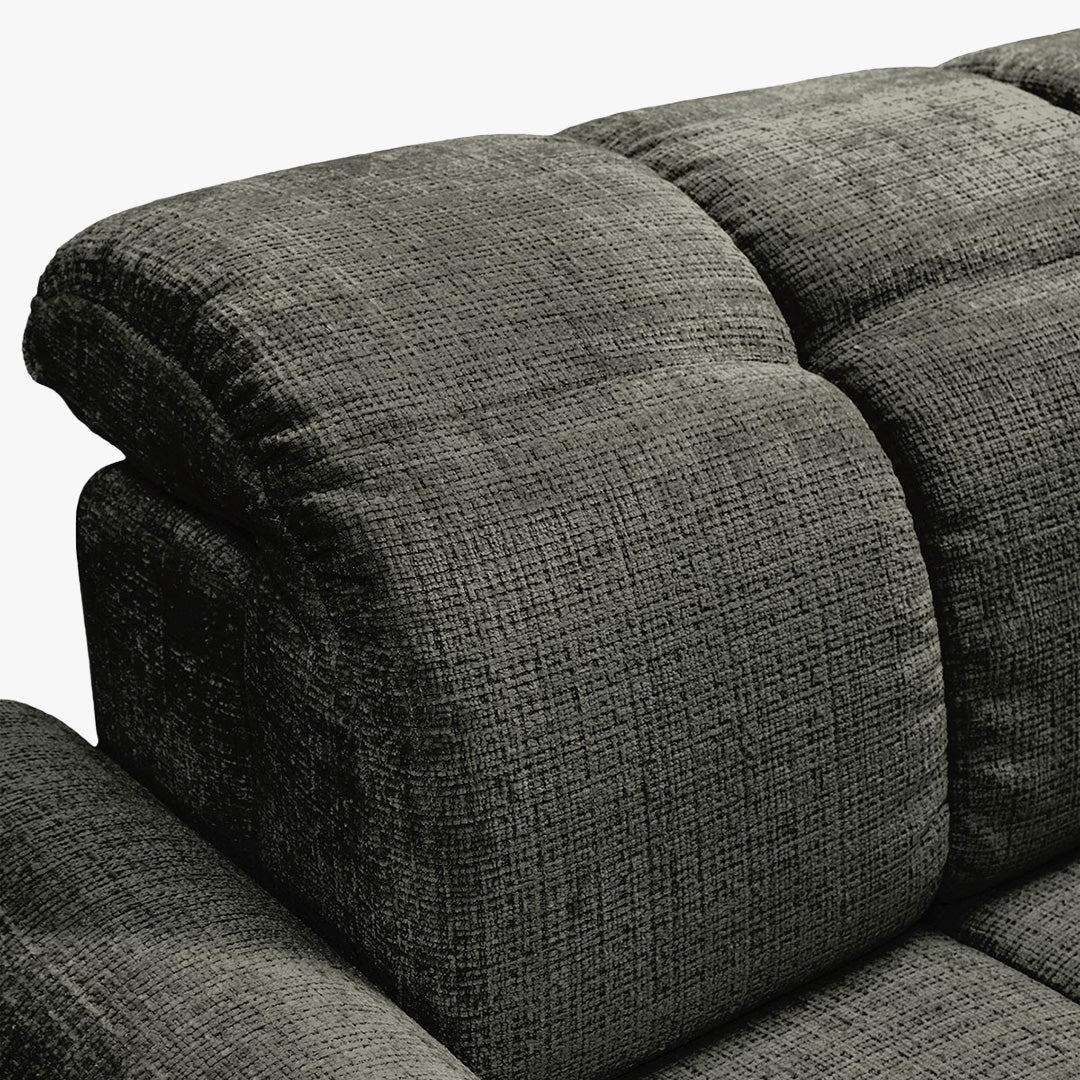 ELIOS Canapé d'angle convertible avec coffre en tissu vert sapin - Angle droit - Canapé d'angle convertible - Mobilier Deco