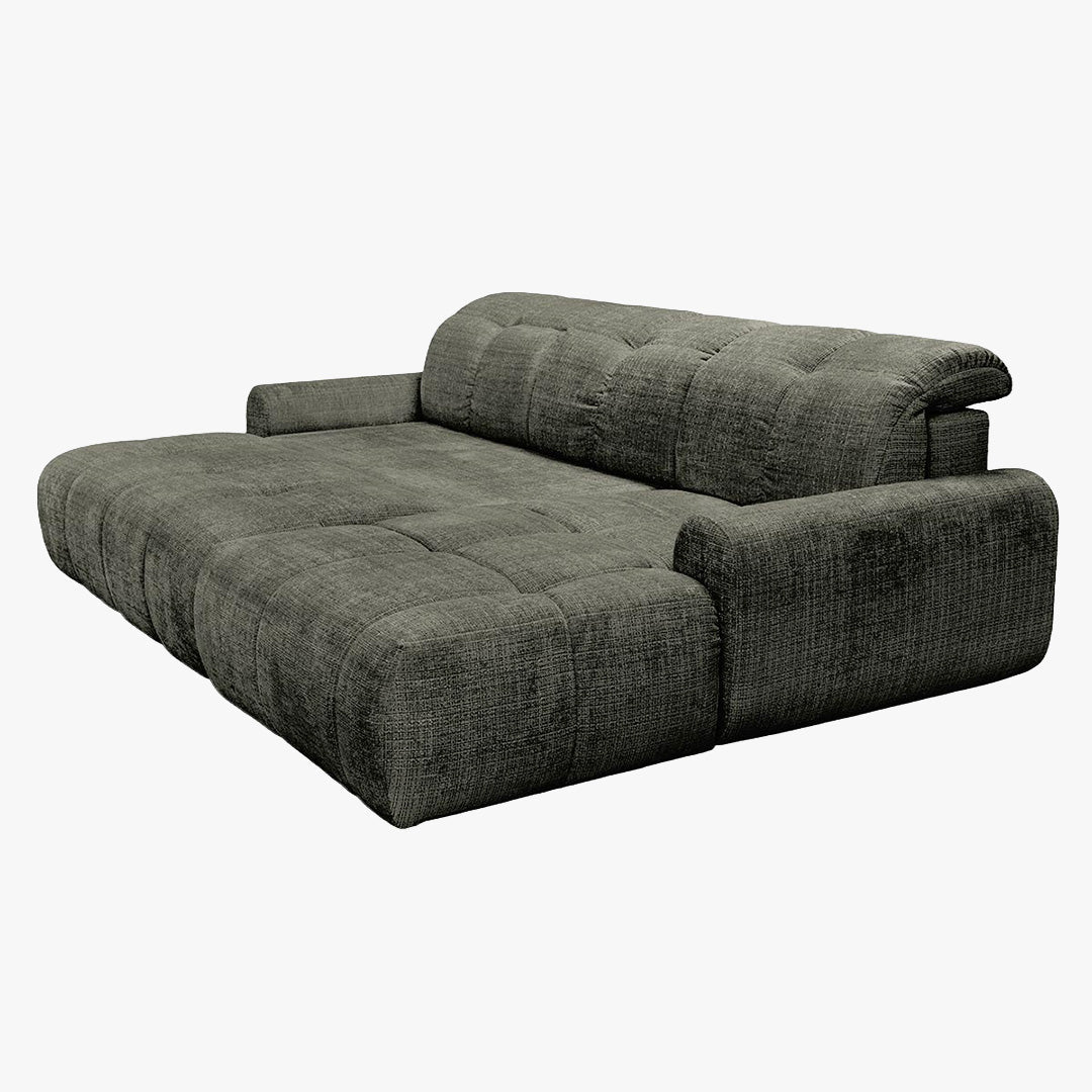 ELIOS Canapé d'angle convertible avec coffre en tissu vert sapin - Angle droit - Canapé d'angle convertible - Mobilier Deco