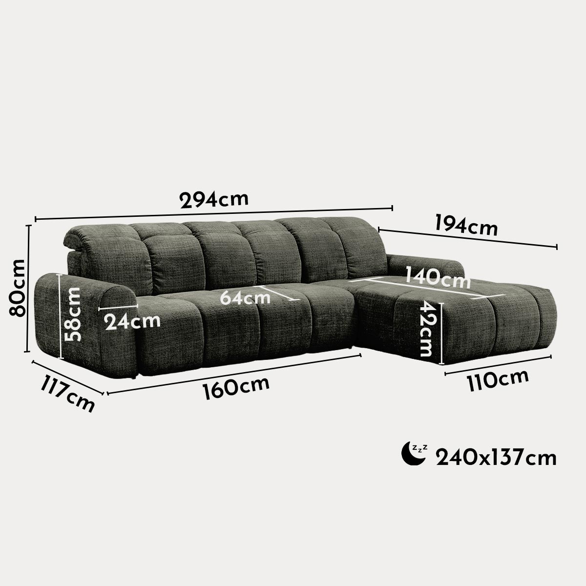 ELIOS Canapé d'angle convertible avec coffre en tissu vert sapin - Angle droit - Canapé d'angle convertible - Mobilier Deco