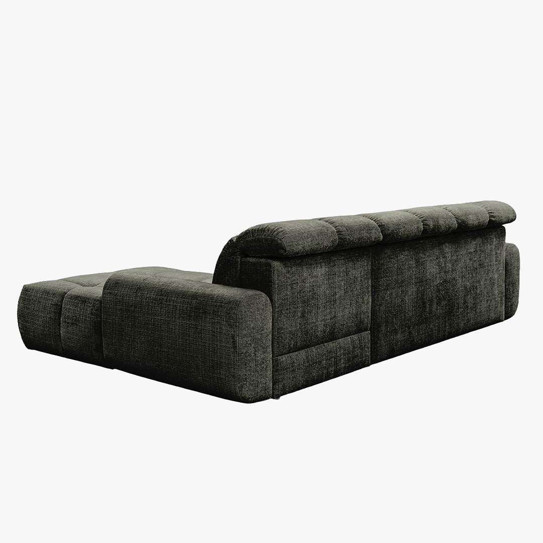 ELIOS Canapé d'angle convertible avec coffre en tissu vert sapin - Angle droit - Canapé d'angle convertible - Mobilier Deco
