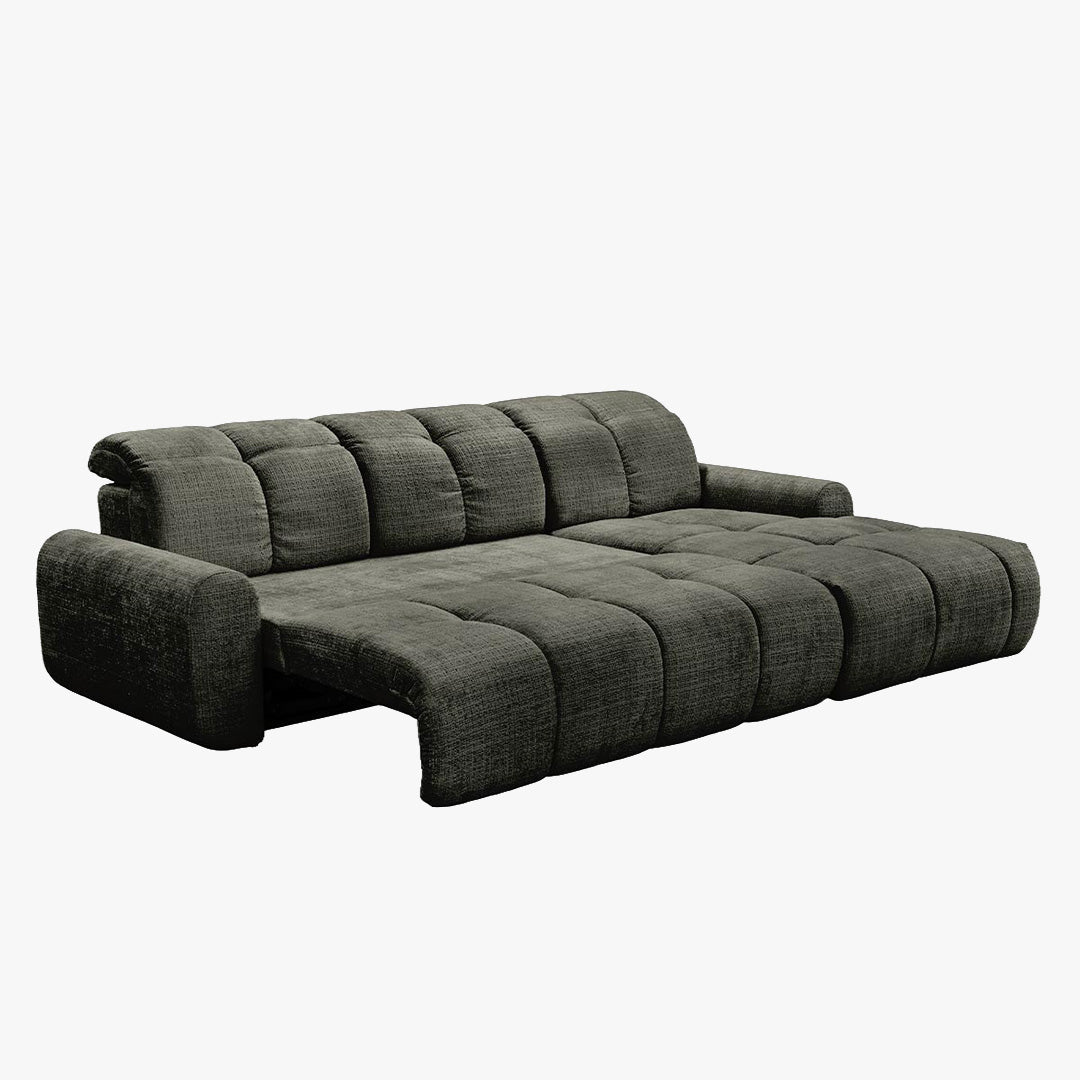 ELIOS Canapé d'angle convertible avec coffre en tissu vert sapin - Angle droit - Canapé d'angle convertible - Mobilier Deco