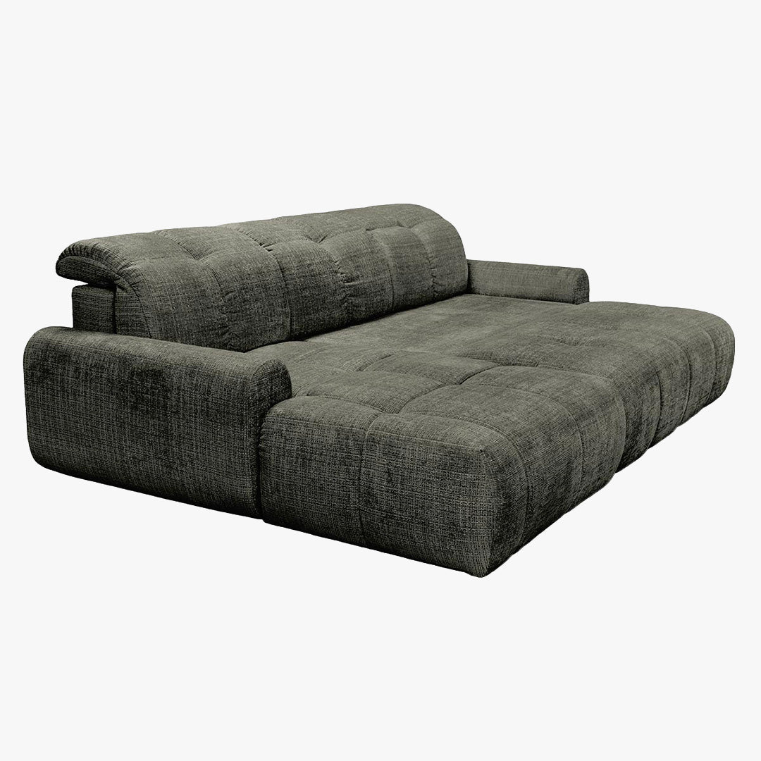 ELIOS Canapé d'angle convertible avec coffre en tissu vert sapin - Angle gauche - Canapé d'angle convertible - Mobilier Deco