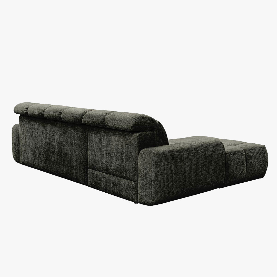 ELIOS Canapé d'angle convertible avec coffre en tissu vert sapin - Angle gauche - Canapé d'angle convertible - Mobilier Deco