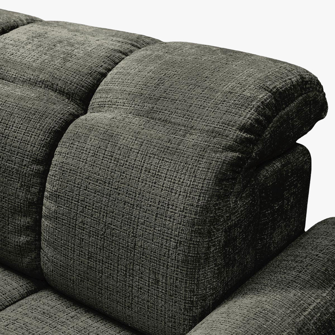 ELIOS Canapé d'angle convertible avec coffre en tissu vert sapin - Angle gauche - Canapé d'angle convertible - Mobilier Deco