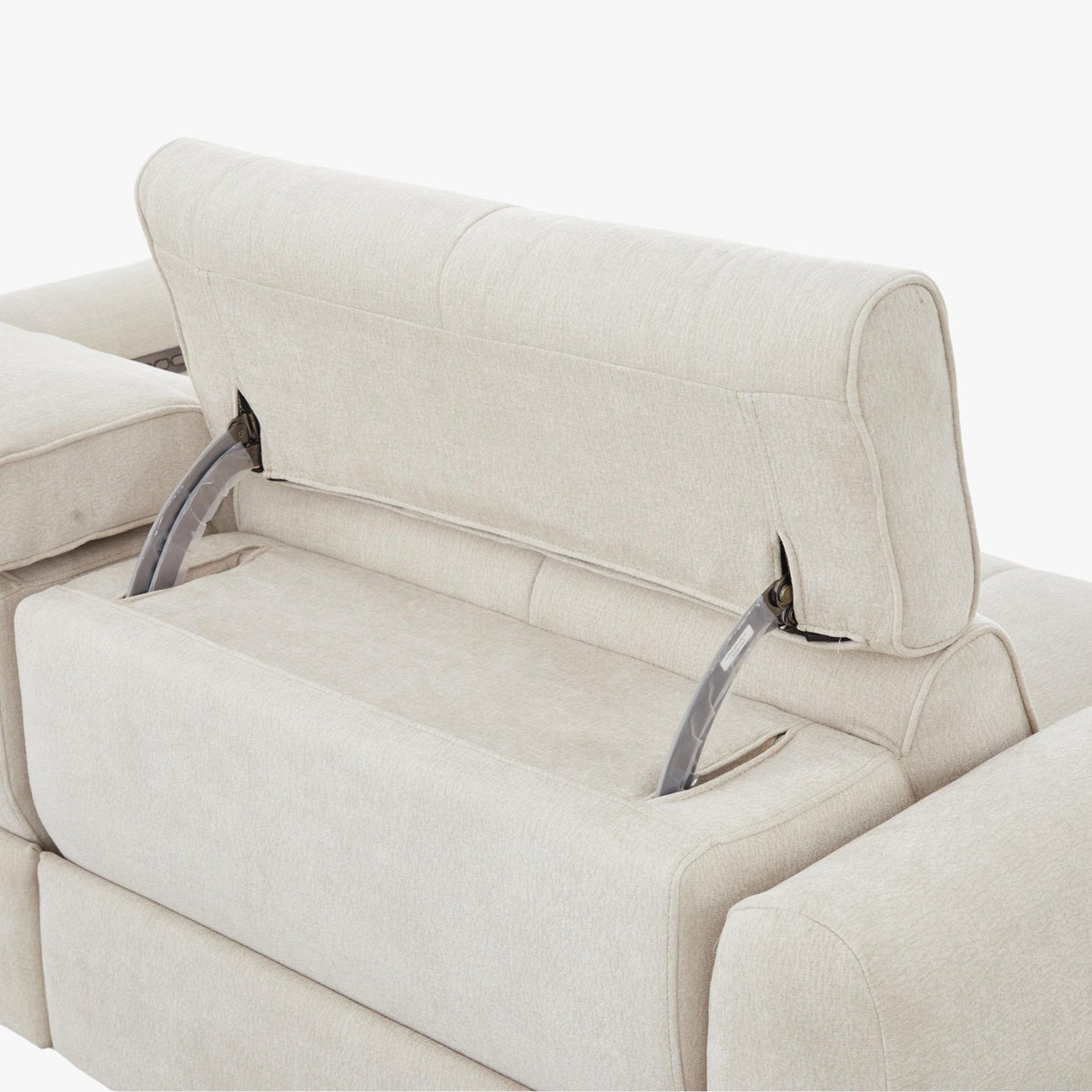 ELISE Canapé 3 places relax électrique en tissu beige - Canapé relax - Mobilier Deco