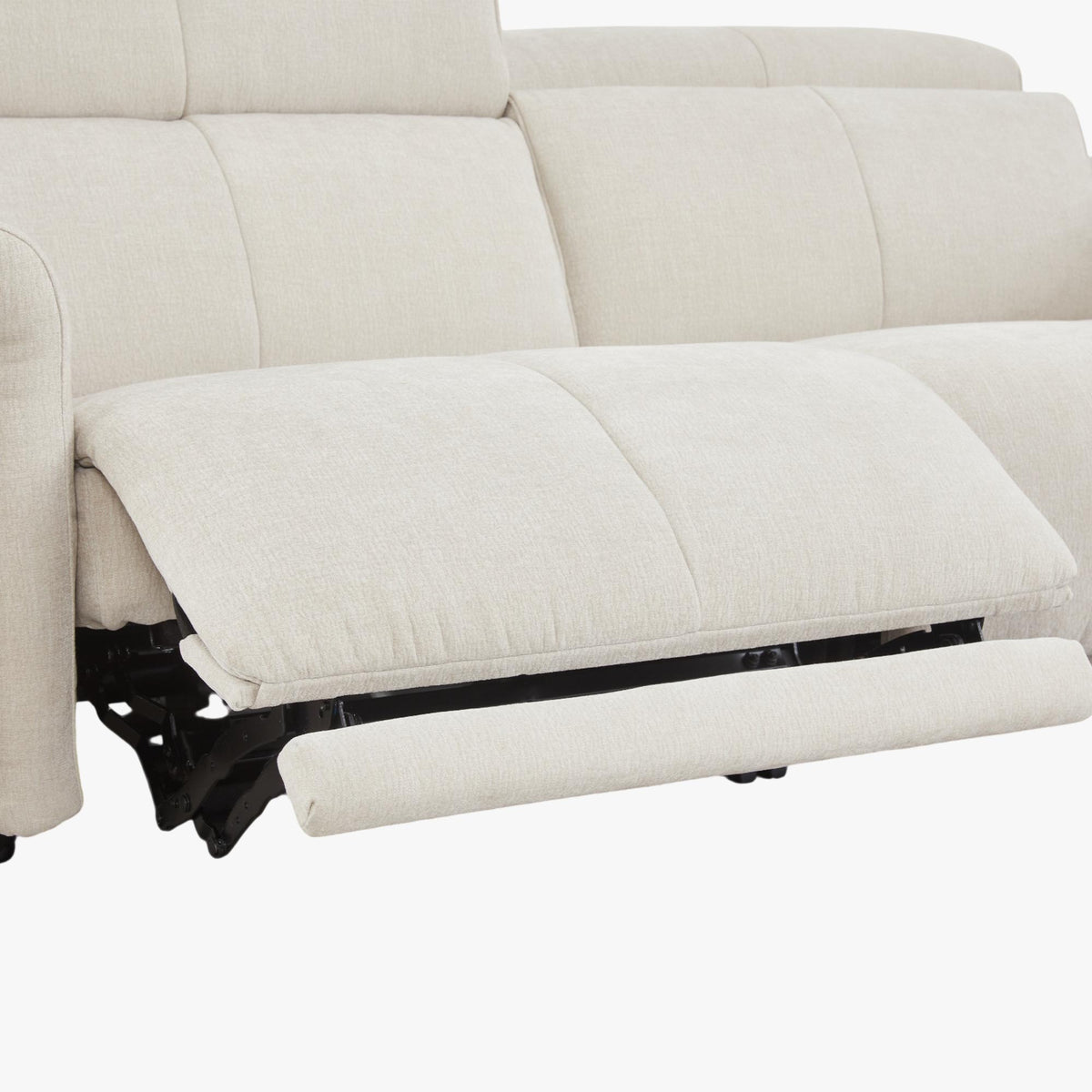 ELISE Canapé 3 places relax électrique en tissu beige - Canapé relax - Mobilier Deco