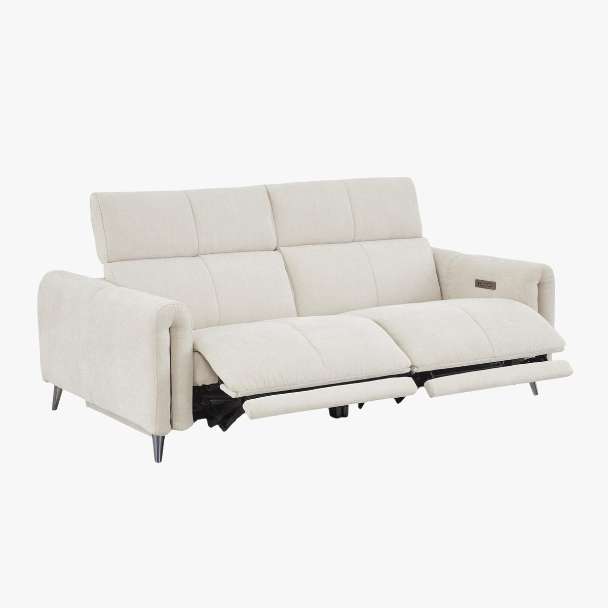 ELISE Canapé 3 places relax électrique en tissu beige - Canapé relax - Mobilier Deco