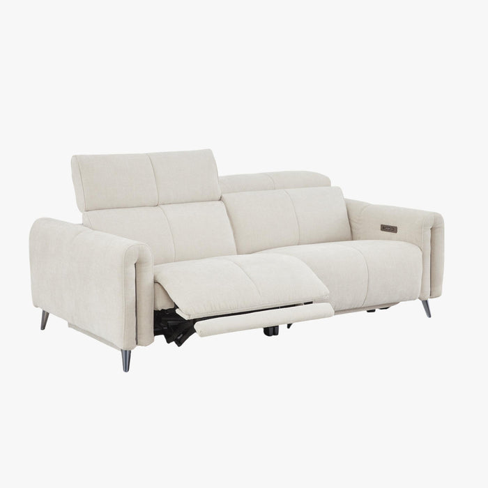 ELISE Canapé 3 places relax électrique en tissu beige – Canapé relax – vue 2
