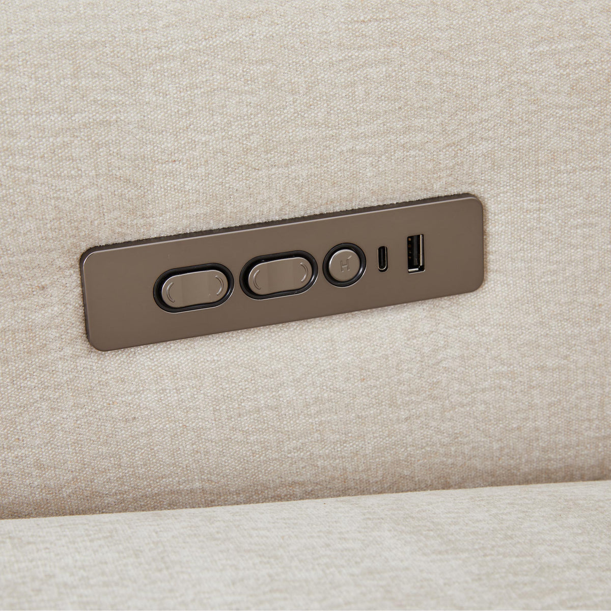 ELISE Canapé 3 places relax électrique en tissu beige - Canapé relax - Mobilier Deco